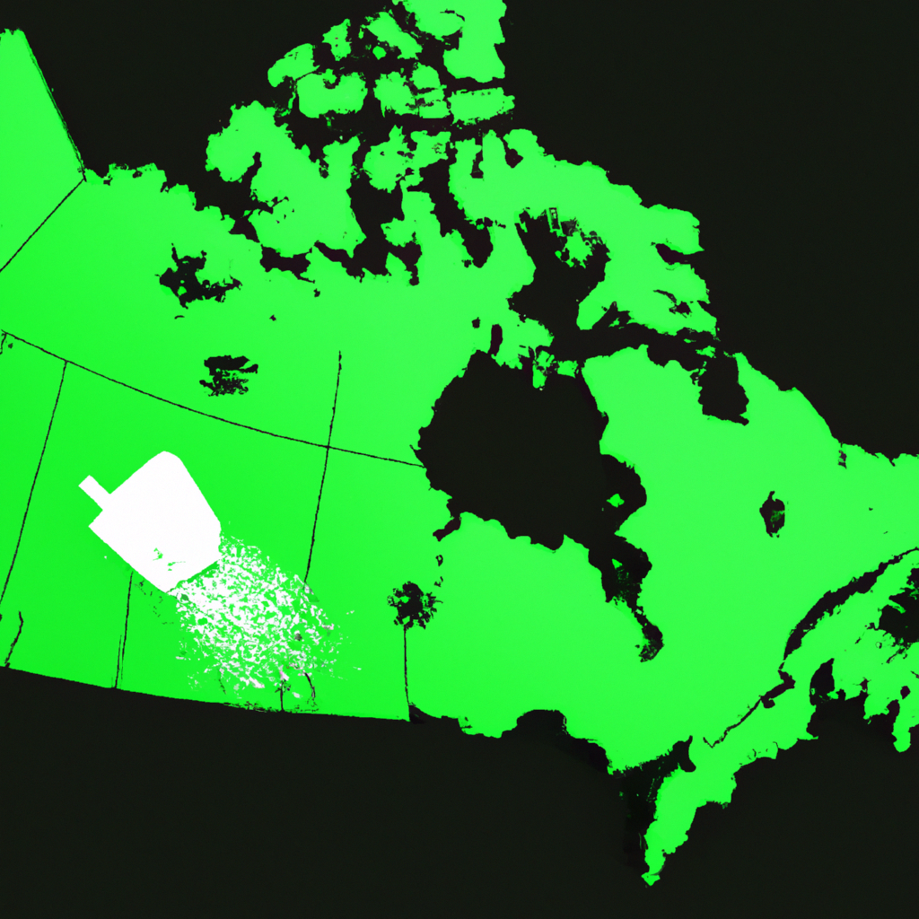 Abstract Canada map with green gradient and cleaning service location markers